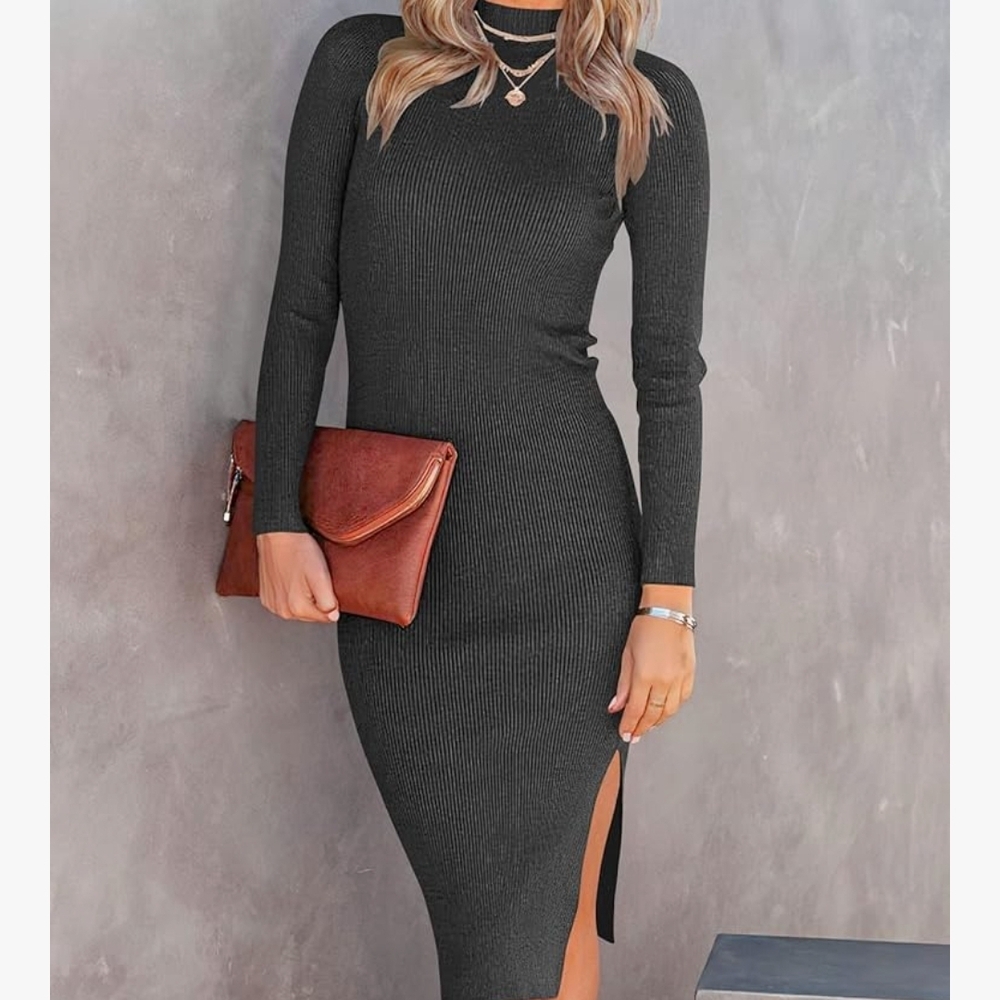 Elegant Green Long Sleeve Dress - Picture 4 of 5